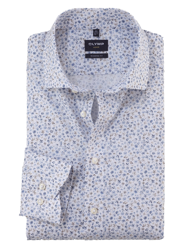 OLYMP Luxor modern fit overhemd-100% katoen-HEREN SHIRTS-Blauw