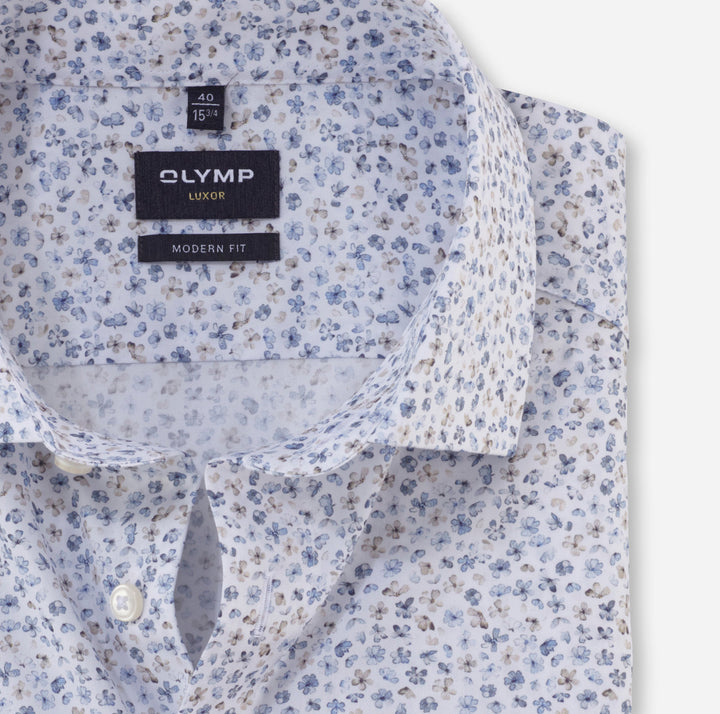OLYMP Luxor modern fit overhemd-100% katoen-HEREN SHIRTS-Blauw