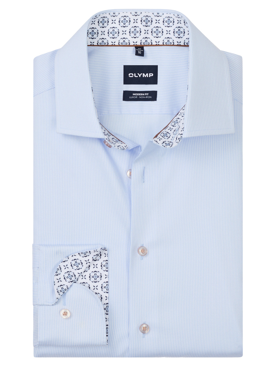OLYMP Luxor Modern Fit Overhemd – Blauw-100% katoen-HEREN SHIRTS-Blauw