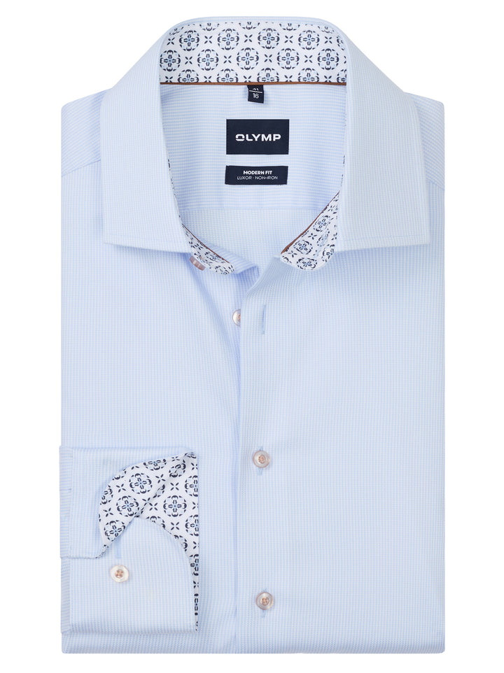 OLYMP Luxor Modern Fit Overhemd – Blauw-100% katoen-HEREN SHIRTS-Blauw