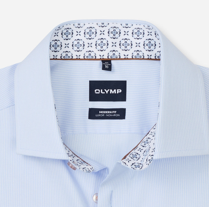 OLYMP Luxor Modern Fit Overhemd – Blauw-100% katoen-HEREN SHIRTS-Blauw