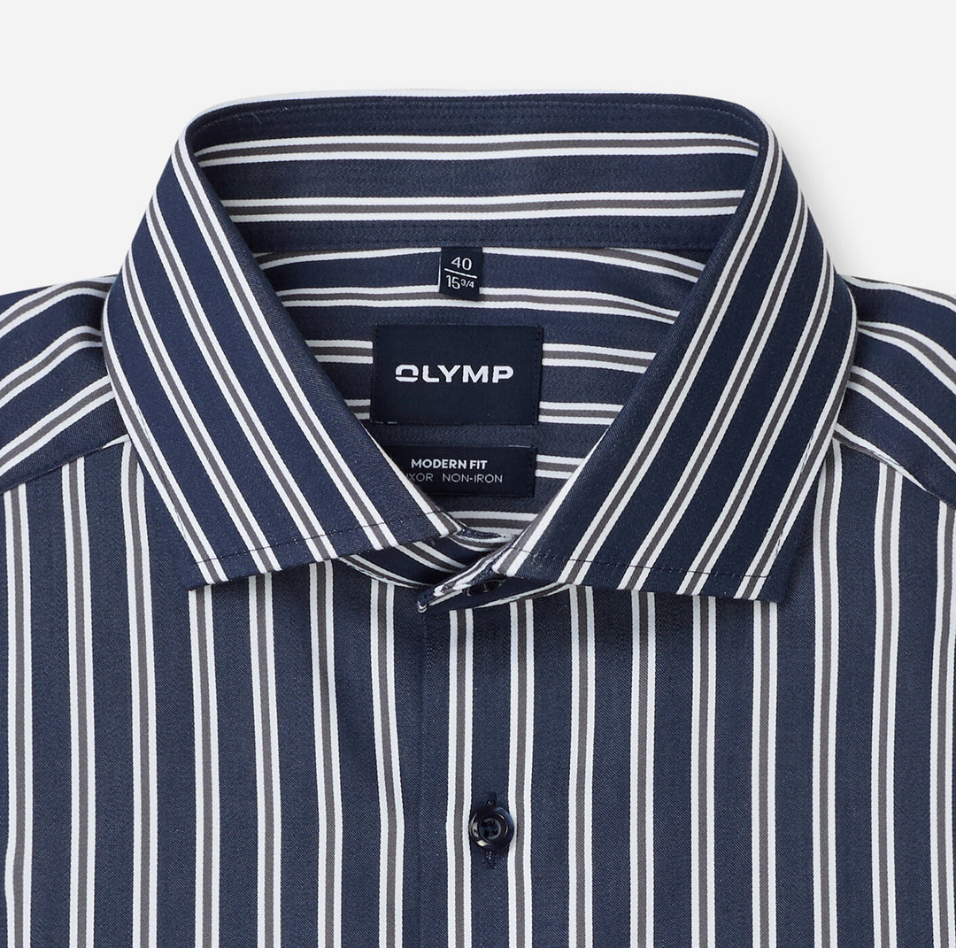 OLYMP Luxor Modern Fit Overhemd – Blauw-100% katoen-HEREN SHIRTS-Blauw