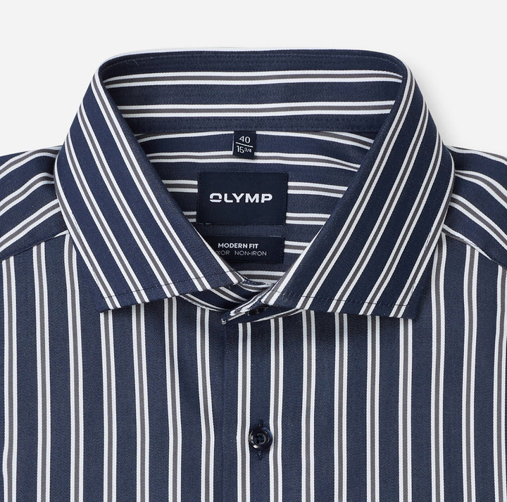 OLYMP Luxor Modern Fit Overhemd – Blauw-100% katoen-HEREN SHIRTS-Blauw