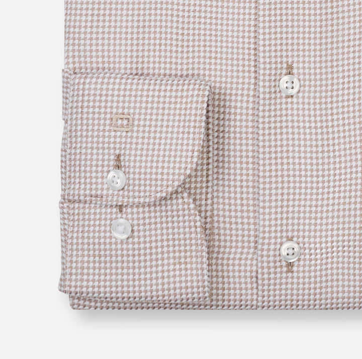OLYMP Luxor Modern Fit Overhemd – Bruin-100% katoen-HEREN SHIRTS-Bruin