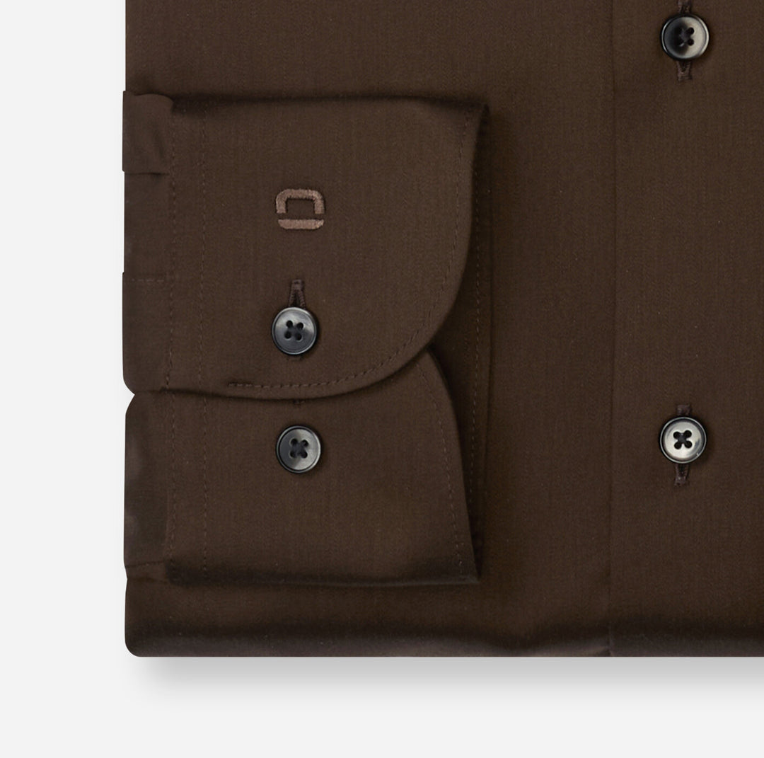 OLYMP Luxor Modern Fit Overhemd – Bruin-100% katoen-HEREN SHIRTS-Bruin
