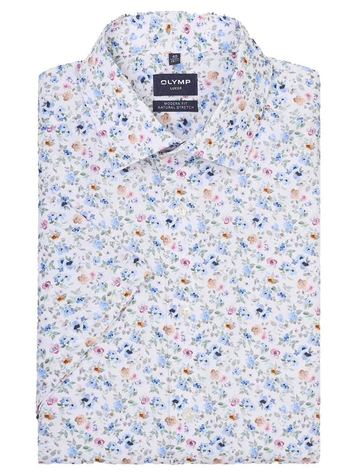 OLYMP Luxor modern fit overhemd korte mouw – Wit-100% katoen-HEREN SHIRTS-Wit