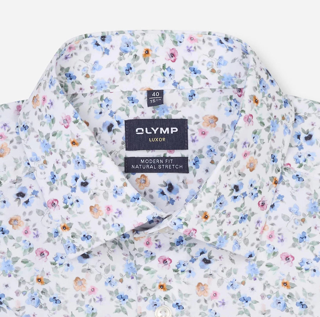 OLYMP Luxor modern fit overhemd korte mouw – Wit-100% katoen-HEREN SHIRTS-Wit
