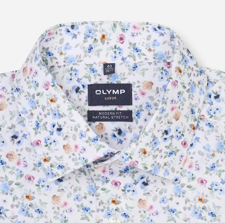 OLYMP Luxor modern fit overhemd korte mouw – Wit-100% katoen-HEREN SHIRTS-Wit