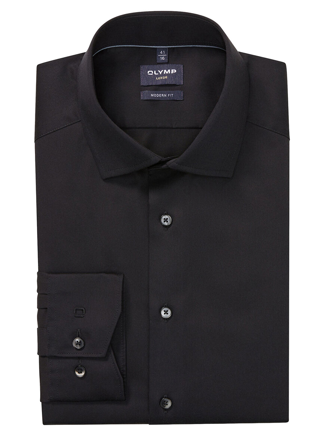 OLYMP Luxor Modern Fit Overhemd – Zwart-100% katoen-HEREN SHIRTS-Zwart