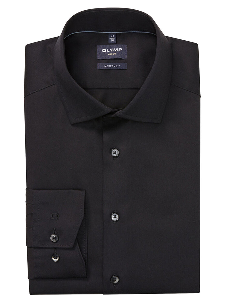 OLYMP Luxor Modern Fit Overhemd – Zwart-100% katoen-HEREN SHIRTS-Zwart