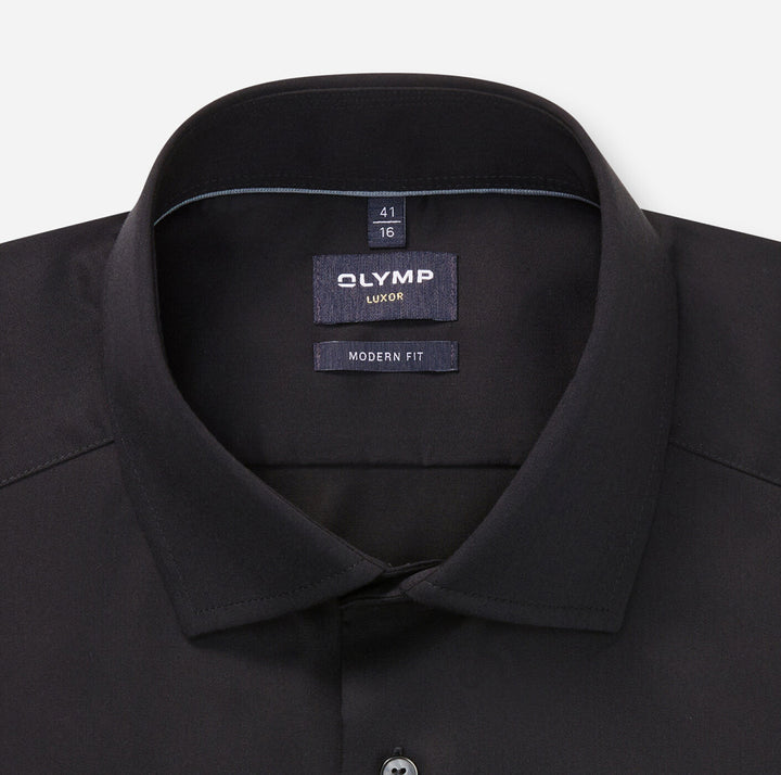 OLYMP Luxor Modern Fit Overhemd – Zwart-100% katoen-HEREN SHIRTS-Zwart