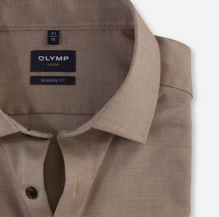 OLYMP Luxor modern fit shirt-100% katoen-HEREN SHIRTS-Bruin