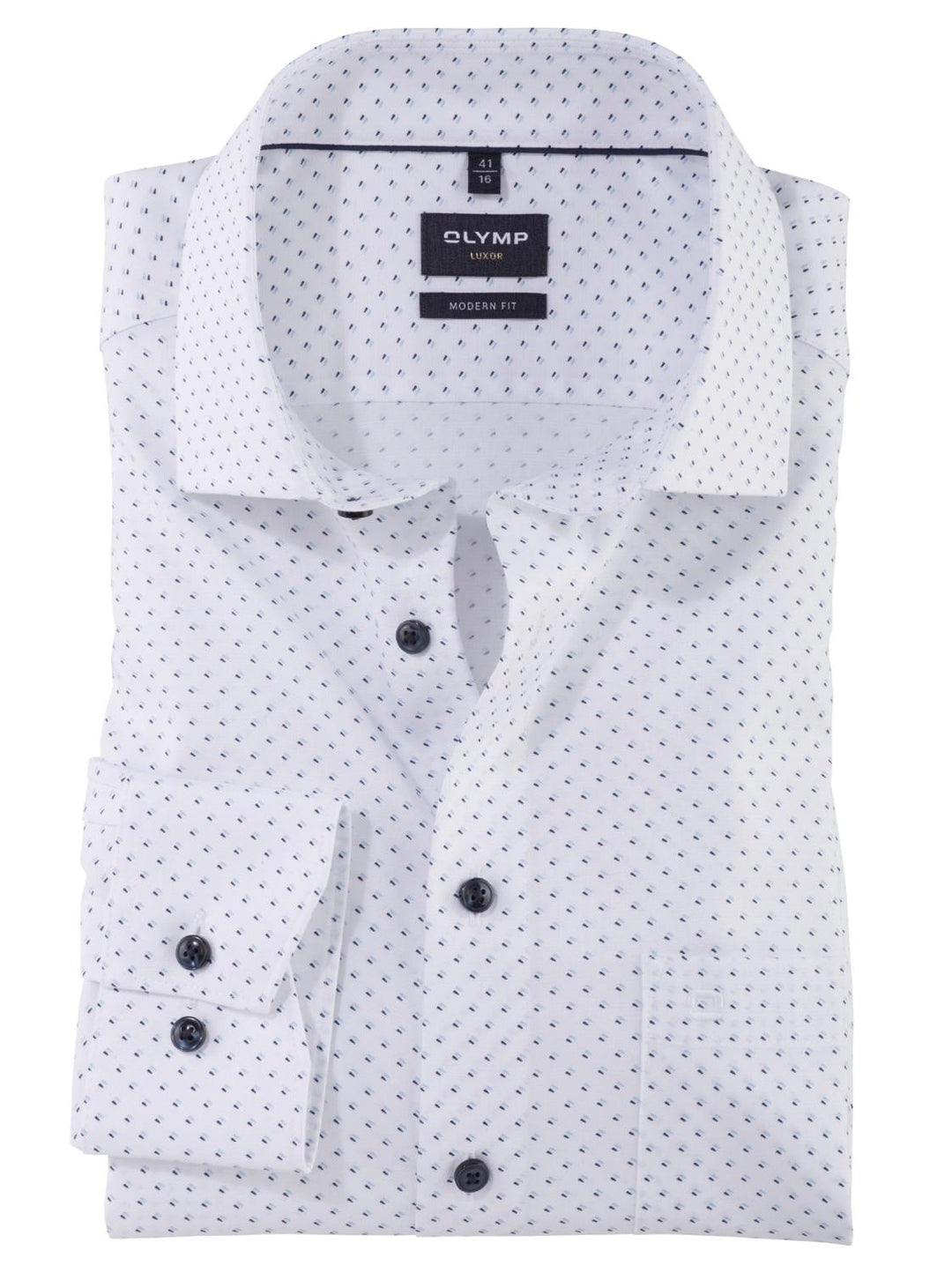 OLYMP Luxor modern fit shirt-100% katoen-HEREN SHIRTS-Wit