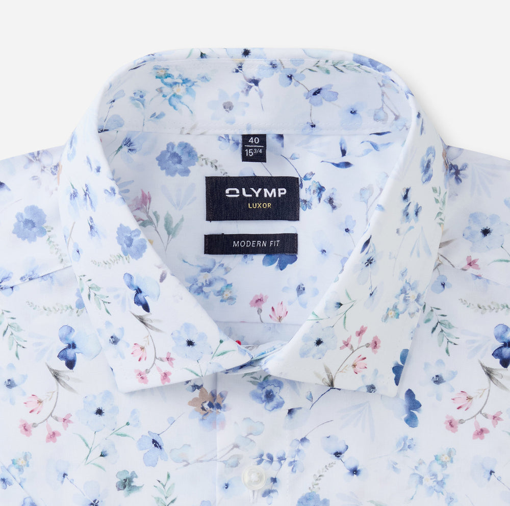 OLYMP luxor modern fit shirt-100% Katoen-HEREN SHIRTS-Wit