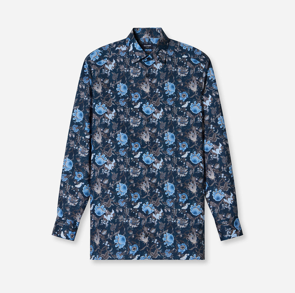 OLYMP Luxor Modern Fit Shirt – Blauw-100% katoen-HEREN SHIRTS-Blauw