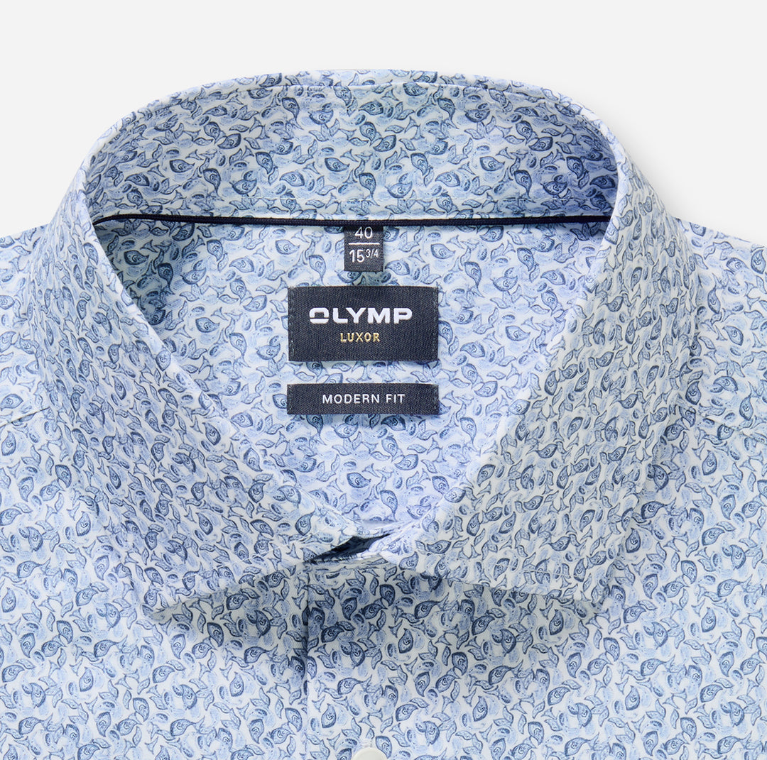 Olymp Luxor Modern Fit Shirt – Blauw-100% katoen-HEREN SHIRTS-Blauw