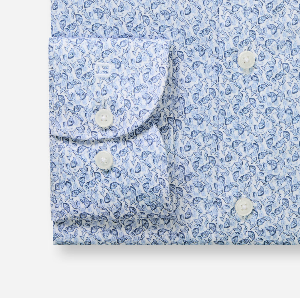 Olymp Luxor Modern Fit Shirt – Blauw-100% katoen-HEREN SHIRTS-Blauw