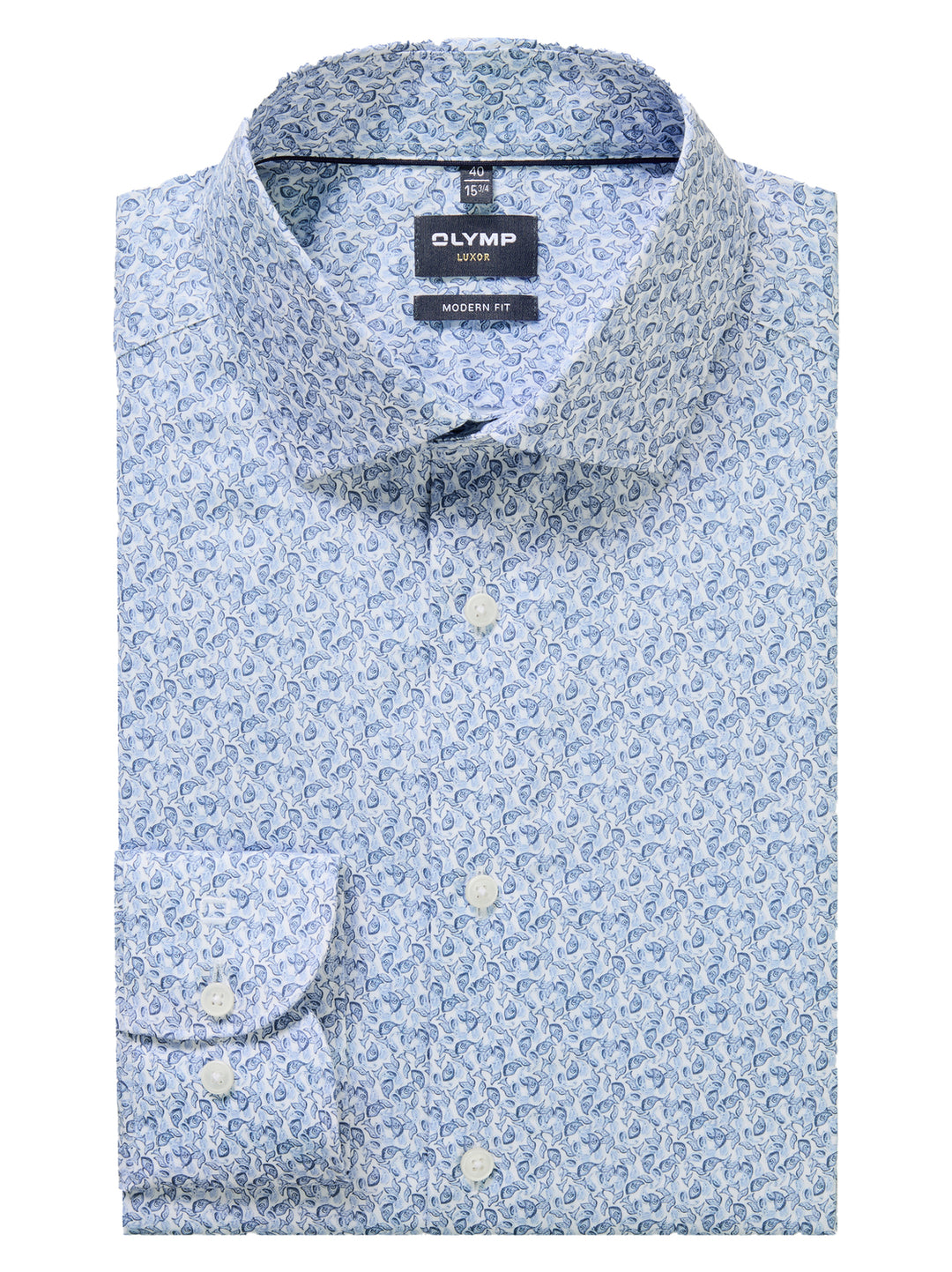 Olymp Luxor Modern Fit Shirt – Blauw-100% katoen-HEREN SHIRTS-Blauw