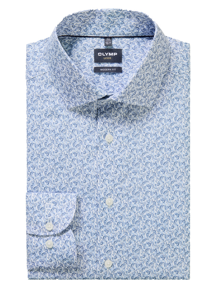 Olymp Luxor Modern Fit Shirt – Blauw-100% katoen-HEREN SHIRTS-Blauw