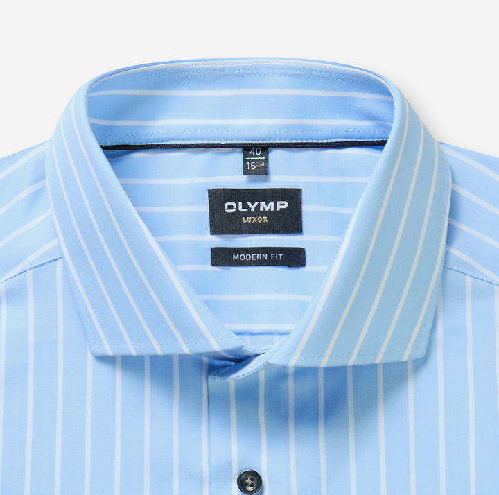 Olymp Luxor Modern Fit Shirt – Blauw-100% katoen-HEREN SHIRTS-Blauw