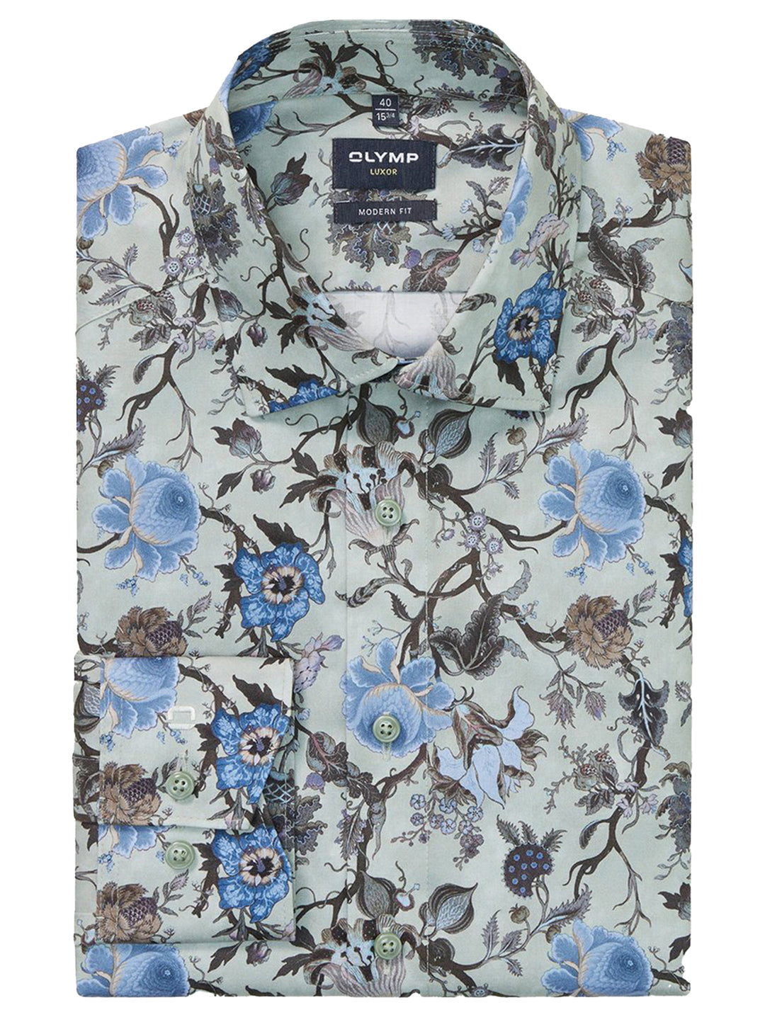 OLYMP Luxor Modern Fit Shirt – Groen-100% katoen-HEREN SHIRTS-Groen