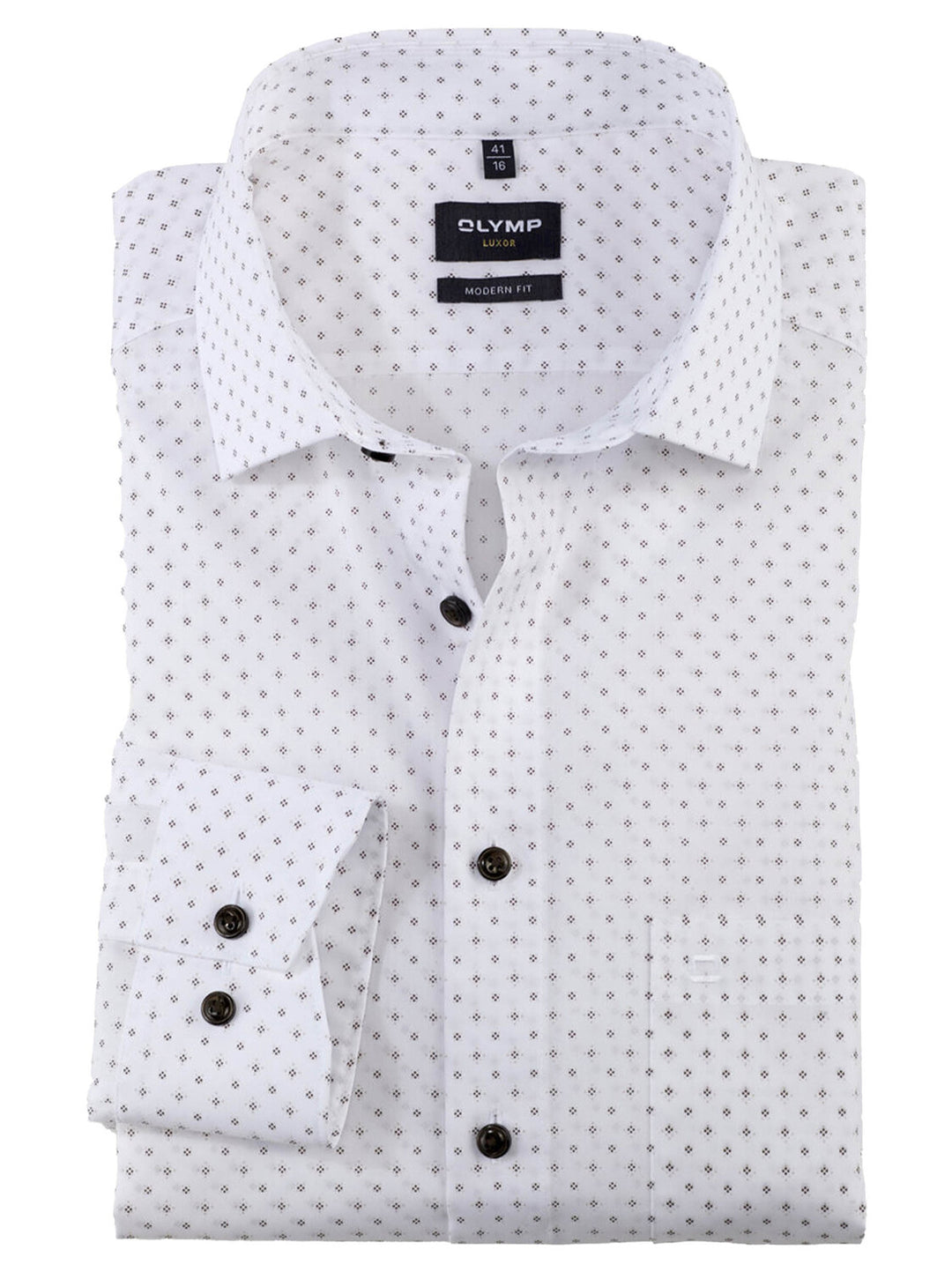 Olymp Luxor modern fit wit-100% Katoen-HEREN SHIRTS-Wit