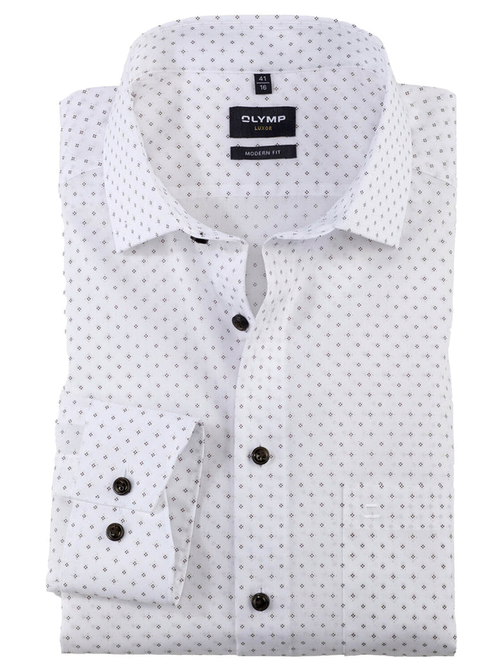 Olymp Luxor modern fit wit-100% Katoen-HEREN SHIRTS-Wit