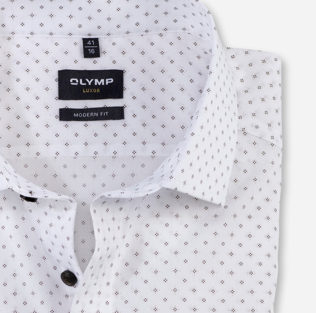 Olymp Luxor modern fit wit-100% Katoen-HEREN SHIRTS-Wit