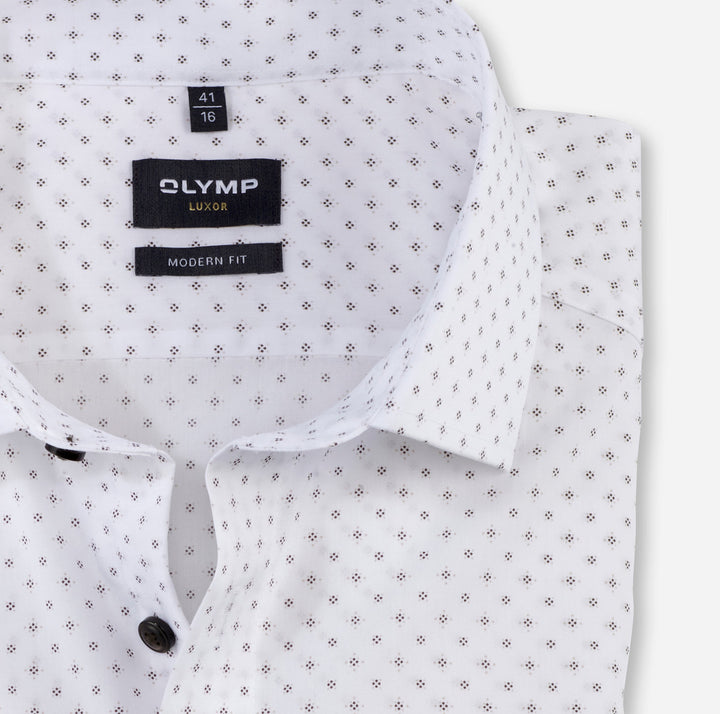 Olymp Luxor modern fit wit-100% Katoen-HEREN SHIRTS-Wit