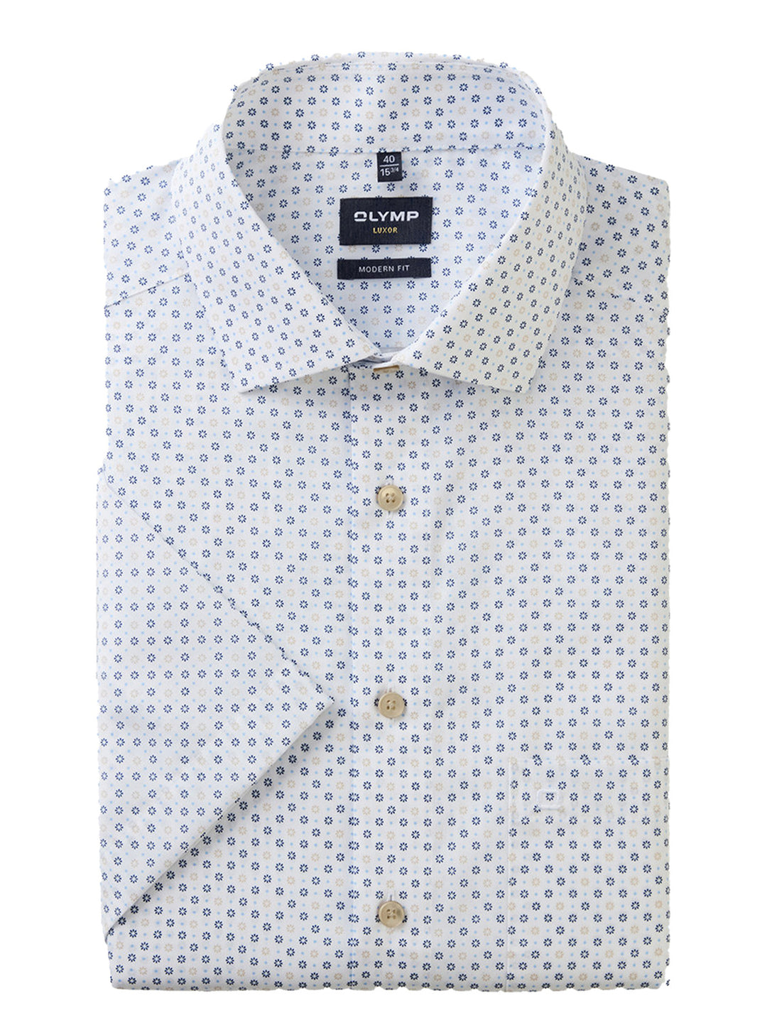OLYMP luxor shirt korte mouw-100% katoen-HEREN SHIRTS-Blauw