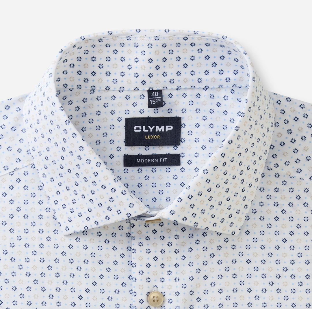 OLYMP luxor shirt korte mouw-100% katoen-HEREN SHIRTS-Blauw