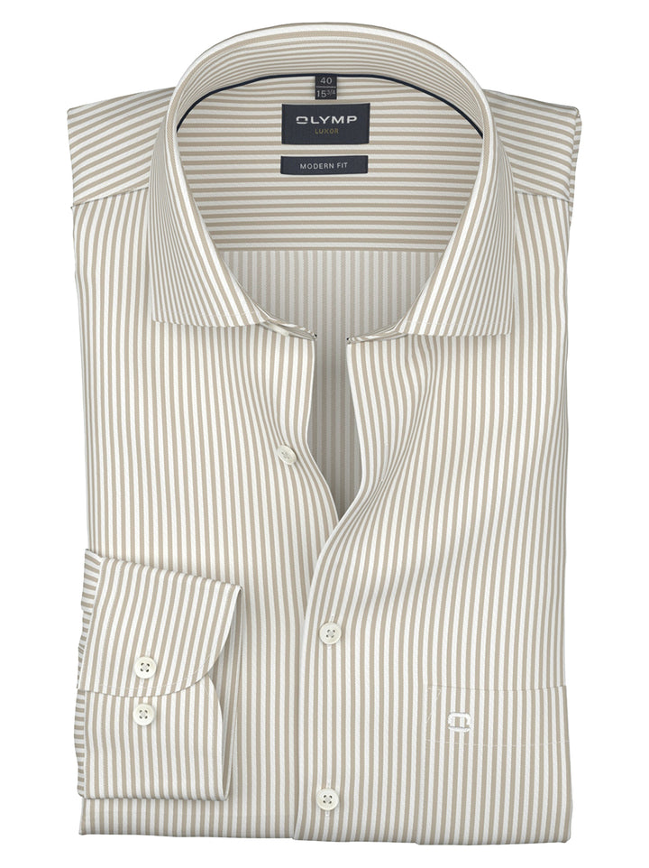OLYMP Luxor Shirt Modern Fit – Beige-100% katoen-HEREN SHIRTS-Beige