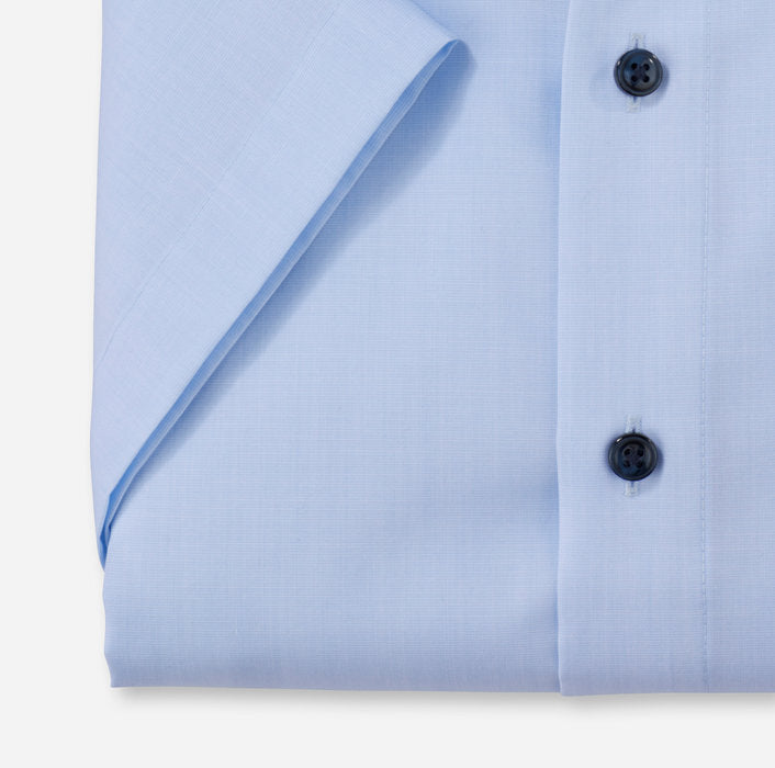 OLYMP modern fit korte mouw blauw-100% Katoen-HEREN SHIRTS-Blauw