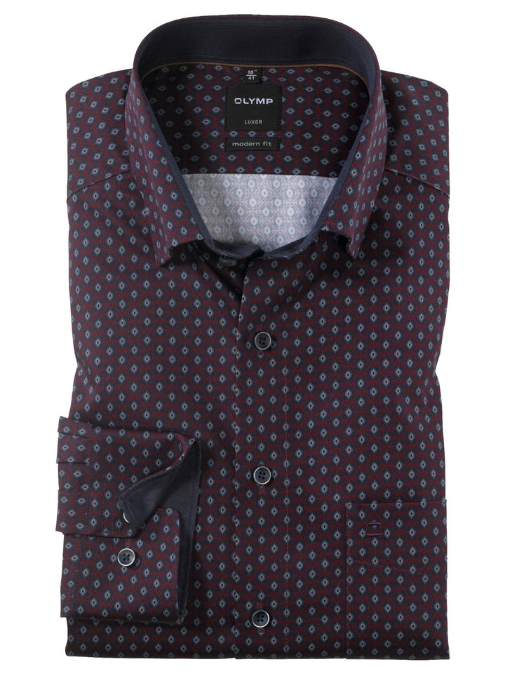 OLYMP modern fit overhemd-100% katoen-HEREN SHIRTS-Rood