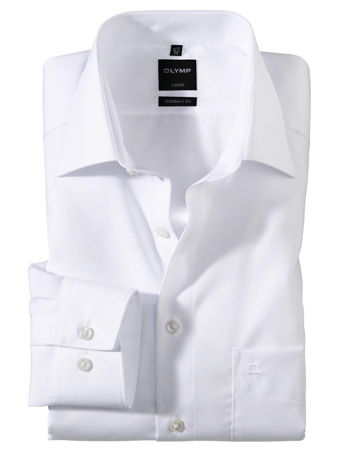 OLYMP modern fit overhemd-100% katoen-HEREN SHIRTS-Wit