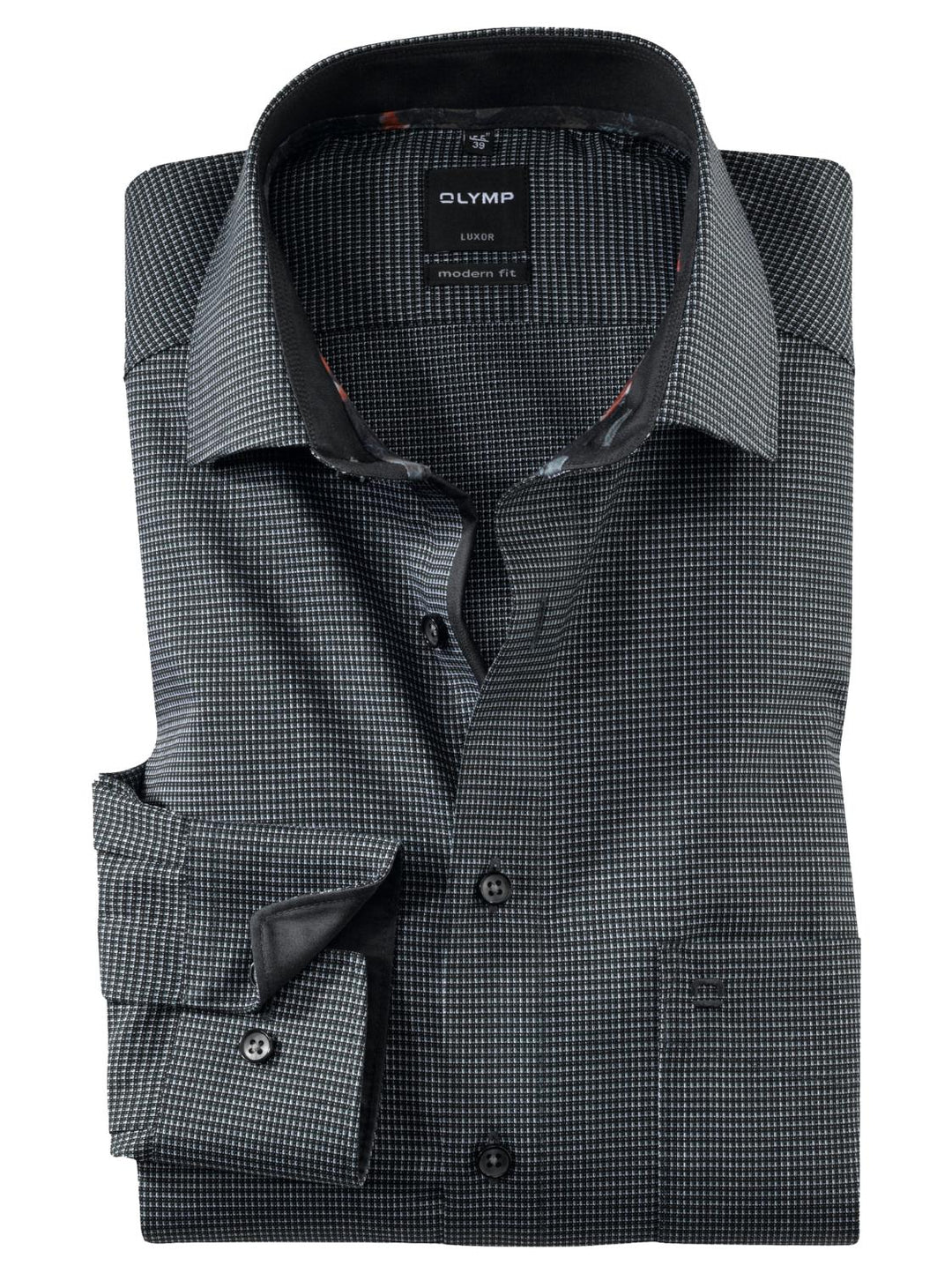 OLYMP modern fit overhemd-100% katoen-HEREN SHIRTS-Zwart