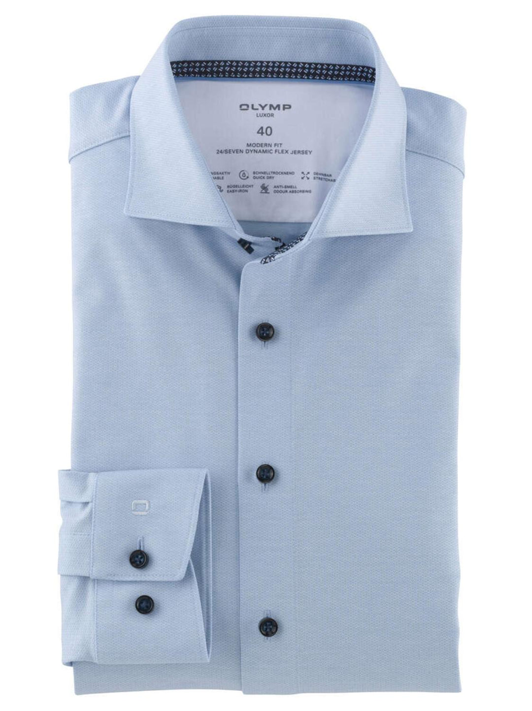 OLYMP modern fit shirt-92% katoen, 8% elasthaan-HEREN SHIRTS-Blauw