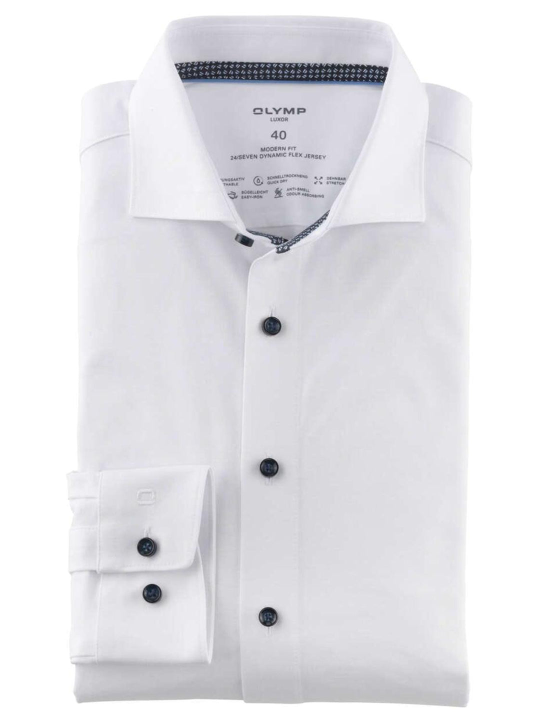 OLYMP modern fit shirt-92% katoen, 8% elasthaan-HEREN SHIRTS-Wit