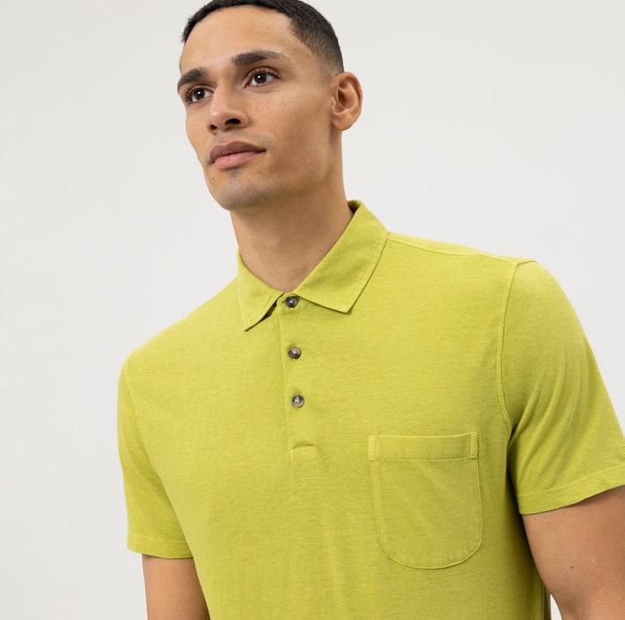 OLYMP polo modern fit groen-70% katoen, 30% linnen-HEREN POLO'S & T-SHIRTS-Groen