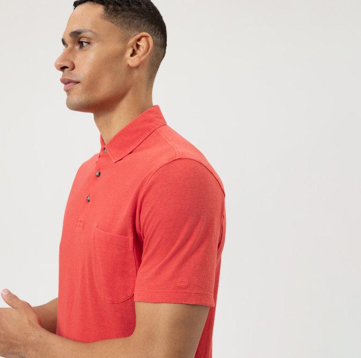 OLYMP polo modern fit rood-70% katoen, 30% linnen-HEREN POLO'S & T-SHIRTS-Rood