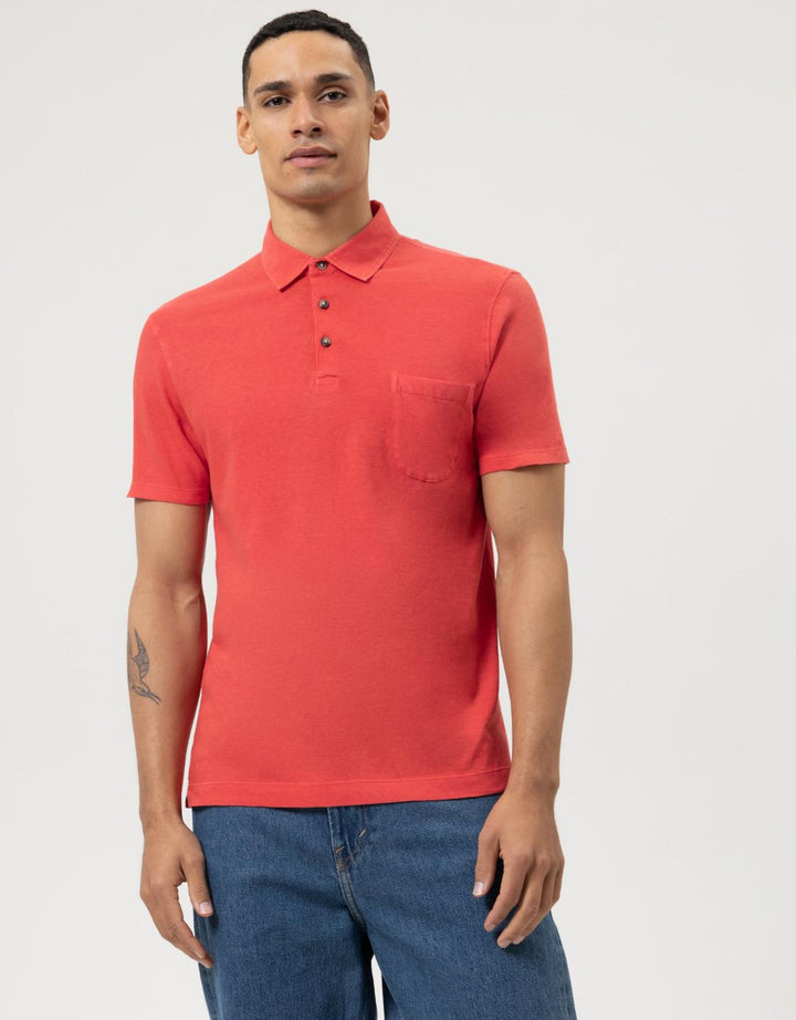 OLYMP polo modern fit rood-70% katoen, 30% linnen-HEREN POLO'S & T-SHIRTS-Rood