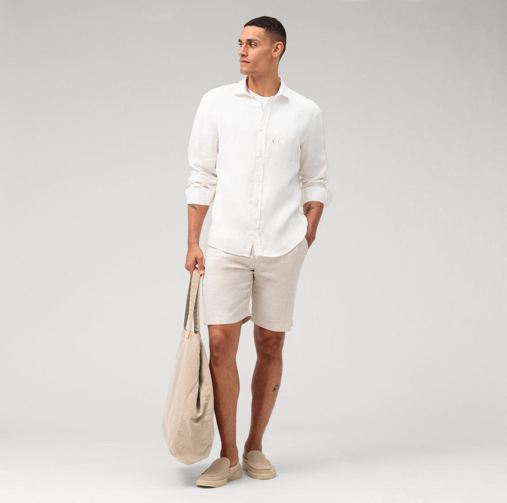 OLYMP regular fit overhemd-100% linnen-HEREN SHIRTS-Wit