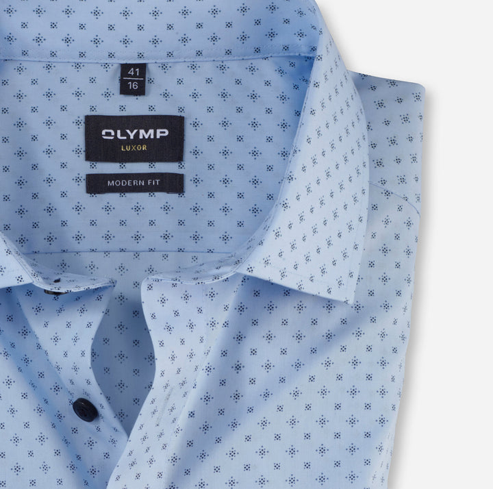 OLYMP shirt Luxor modern fit-100% Katoen-HEREN SHIRTS-Blauw