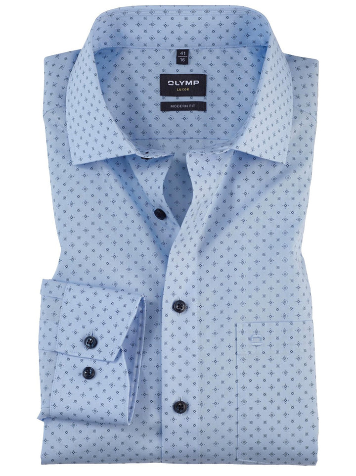OLYMP shirt Luxor modern fit-100% Katoen-HEREN SHIRTS-Blauw