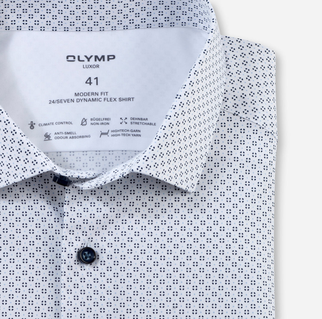 OLYMP shirt Luxor modern fit-64%Katoen<br />27%Polyester<br />9% Elasthaan-HEREN SHIRTS-Wit