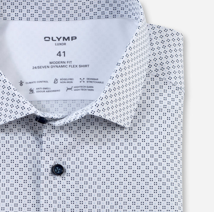 OLYMP shirt Luxor modern fit-64%Katoen<br />27%Polyester<br />9% Elasthaan-HEREN SHIRTS-Wit