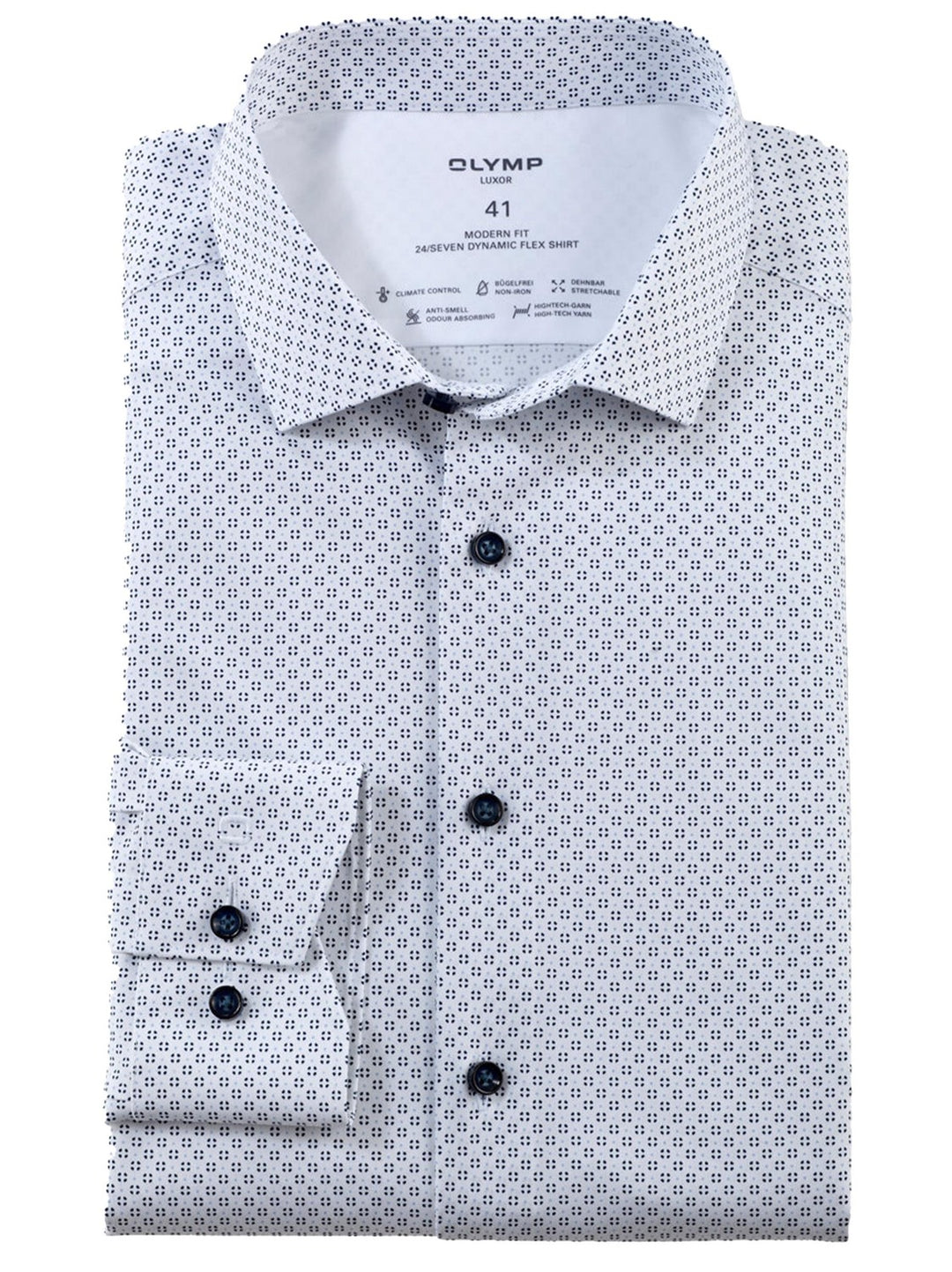 OLYMP shirt Luxor modern fit-64%Katoen<br />27%Polyester<br />9% Elasthaan-HEREN SHIRTS-Wit