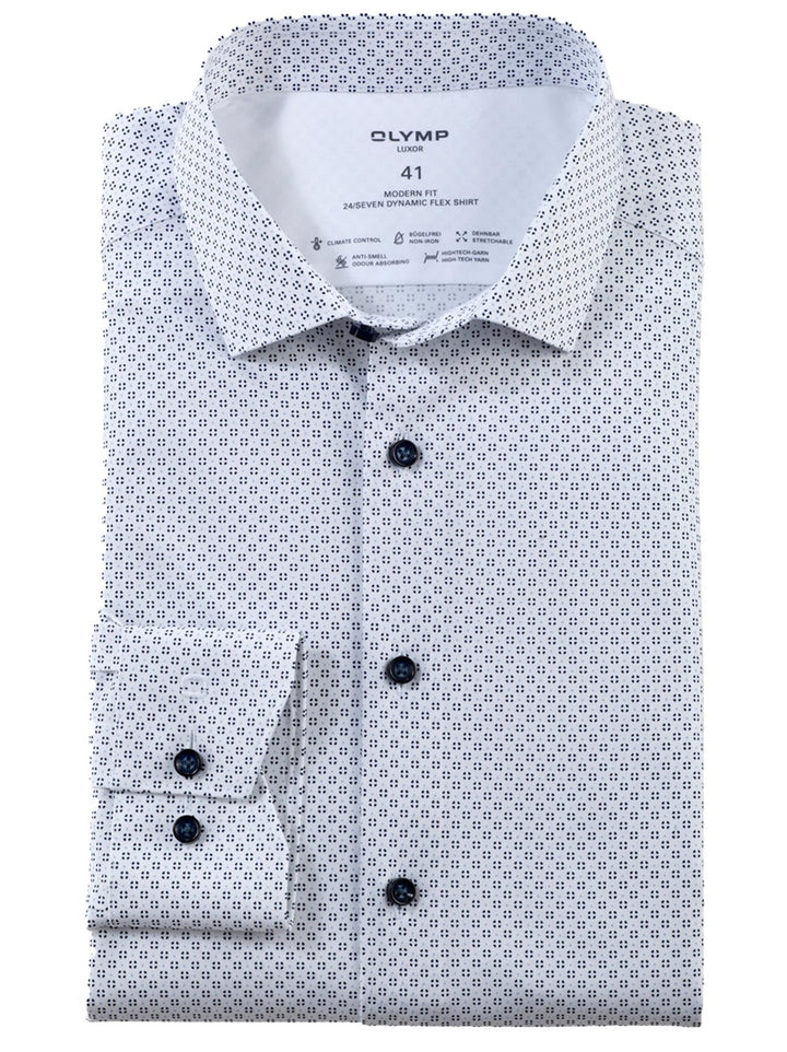 OLYMP shirt Luxor modern fit-64%Katoen<br />27%Polyester<br />9% Elasthaan-HEREN SHIRTS-Wit
