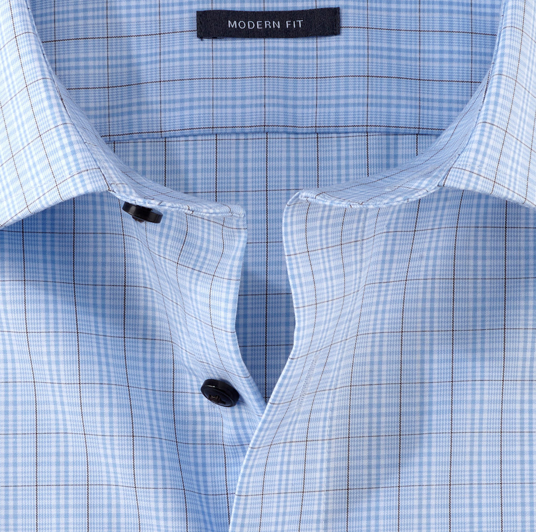 Olymp shirt Luxor modern fit ruit-100% Katoen-HEREN SHIRTS-Blauw