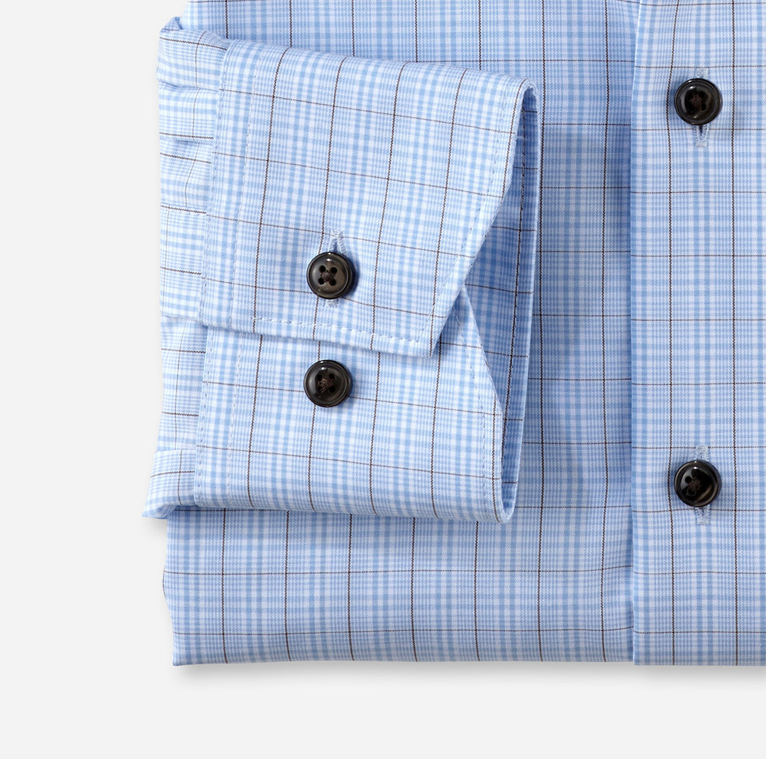 Olymp shirt Luxor modern fit ruit-100% Katoen-HEREN SHIRTS-Blauw